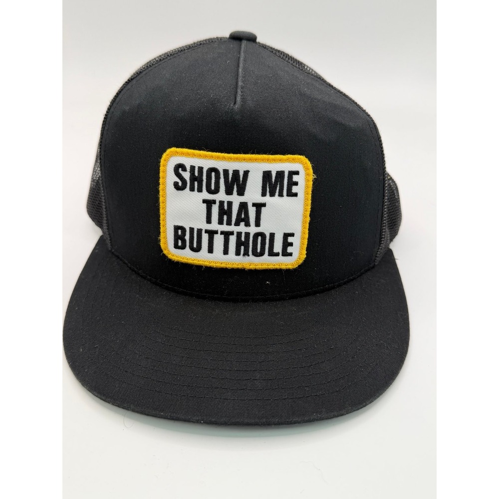 Yupoong The Classics Trucker Hat Men's Black Funny Patch Mesh Back